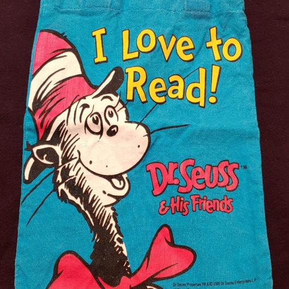 Dr SEUSS Vintage 2005 Canvas Library Tote I Love to READ📕📕Cat In The HAT, RARE - Picture 5 of 8